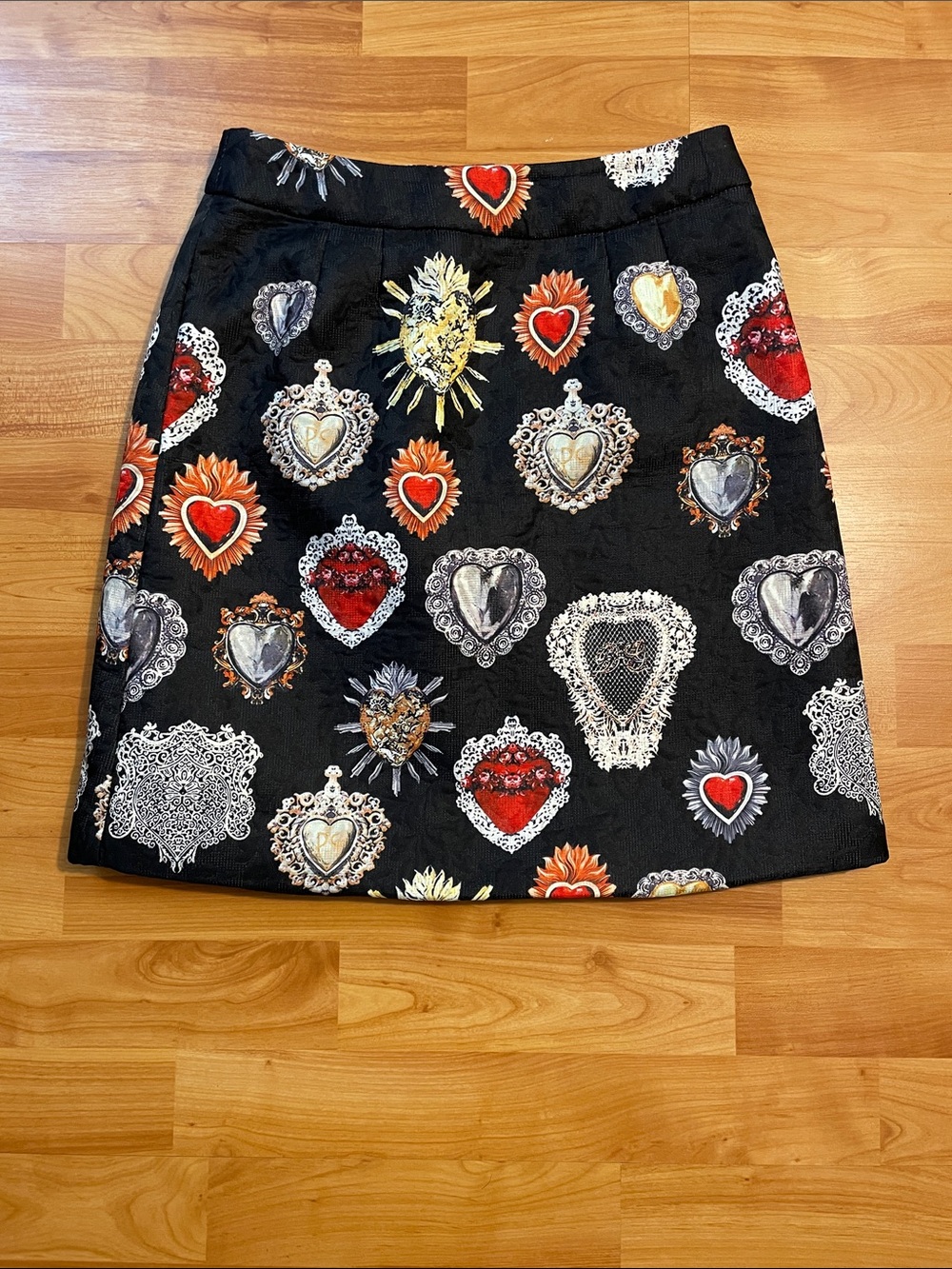 Dolce & Gabbana Sacred Heart Embroidery A-line Mini Skirt Size 38